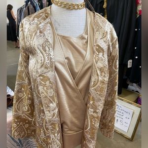 Metallic Gold Sag Harbor 14P Blazer brocade lined